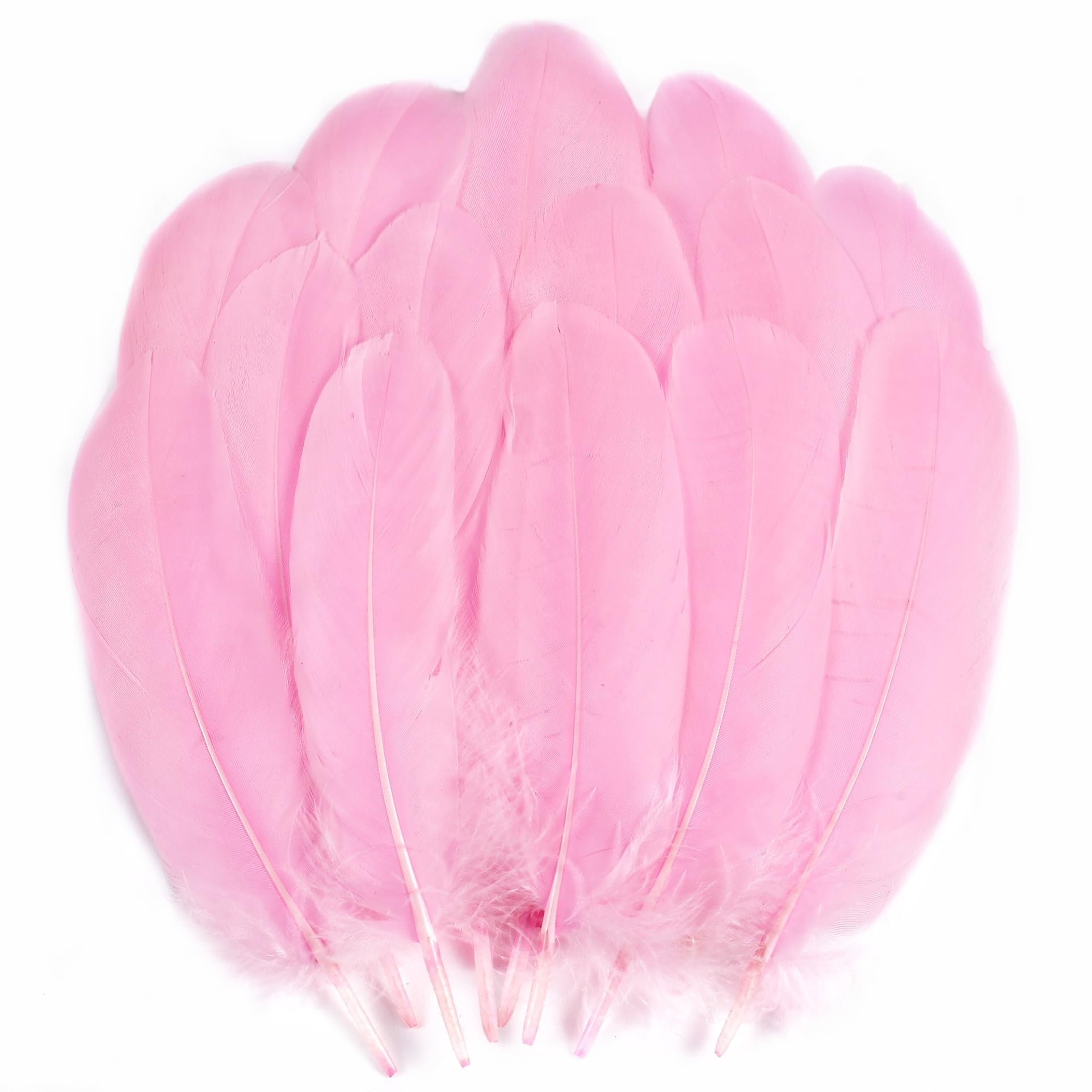 Holmgren Pink Goose Feathers Bulk - 200pcs 5-7inch White Feathers for Crafts DIY Dream Catchers, Angel Wings and Wedding Party Christmas Home Decoration (Pink)