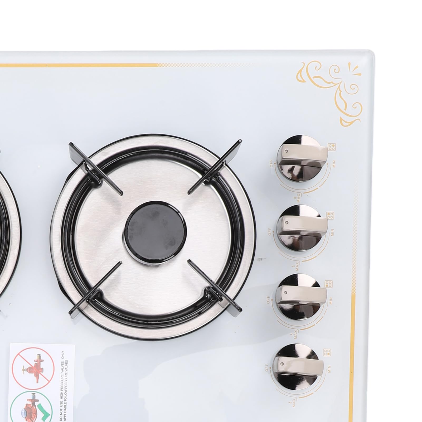 Haofy Cuisinière à Gaz 4 Brûleurs 24 Pouces, Table en Verre et Acier