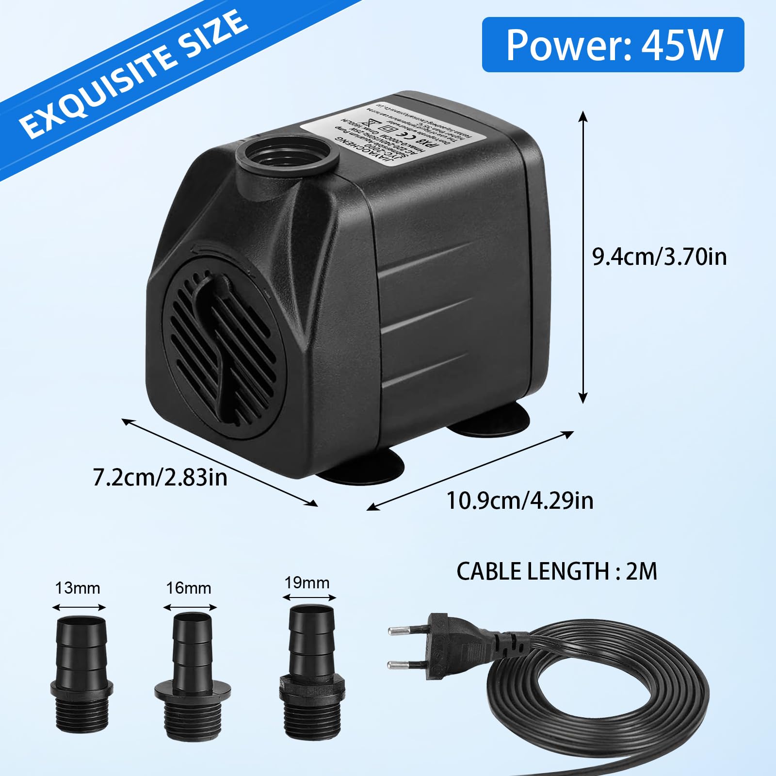 Pompa per acquario,pompa per fontana da giardino da 45 W,pompa per laghetto da 2500 L/H per uso esterno,pompa per acquario per fontana da laghetto,acquario da giardino,per acqua con pompa sommersa