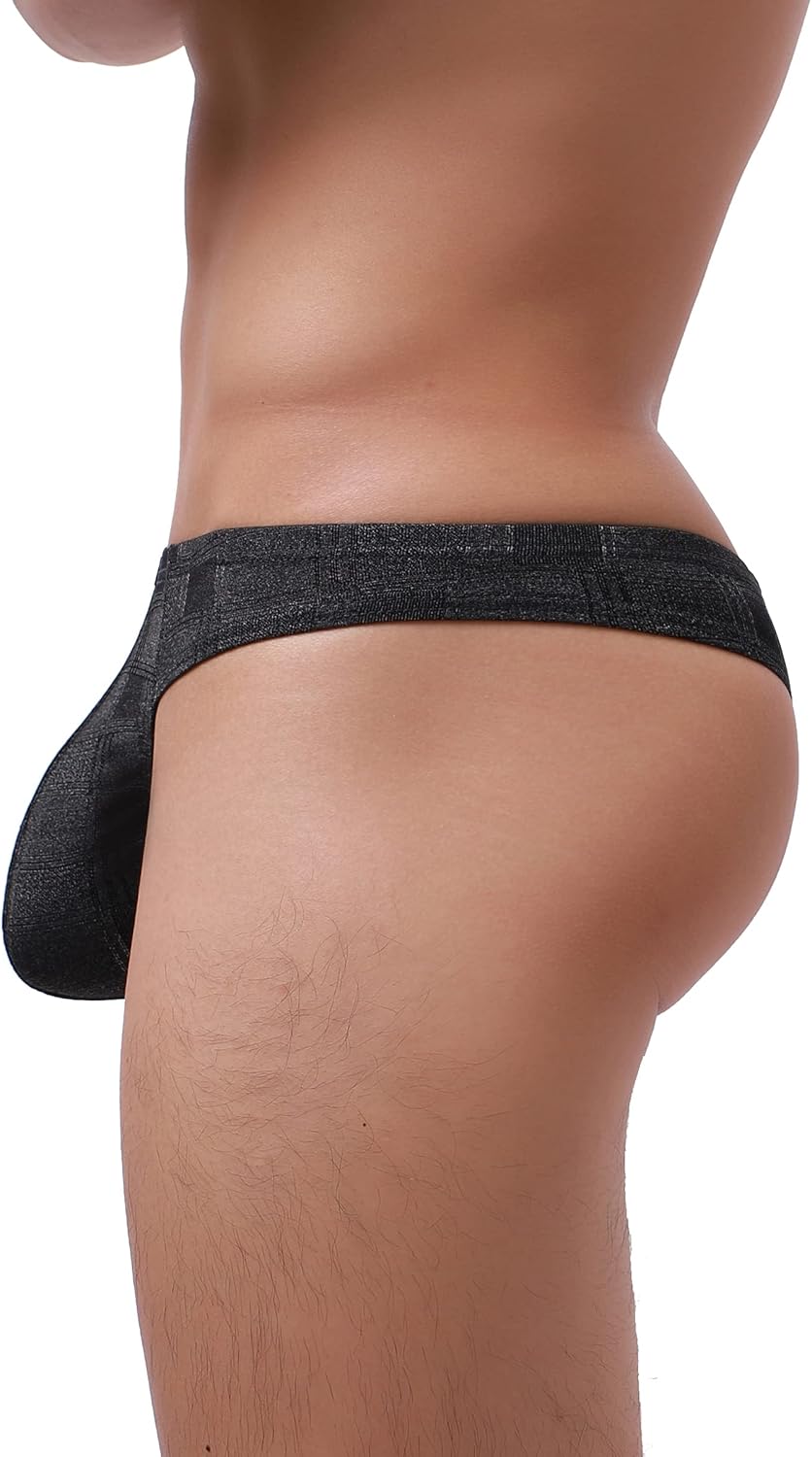 iKingsky Men's Four Way Stretch Bulge Thong Sexy T-back Underwear Low Rise Soft Under Panties for Men - Image 3