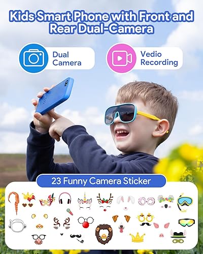 Miniatura 3 de Yuuchoringee Teléfono inteligente para niños, regalos para niños, juguetes de aprendizaje por teléfono con doble cámara, reproductor de música de 8