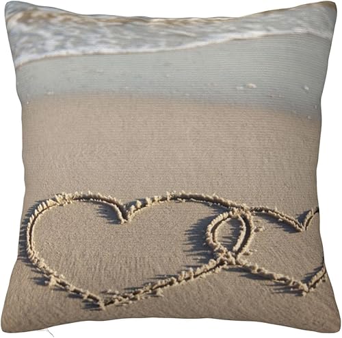 YIPOCH Beach Heart- Throw Pillow Covers 26"x26" Throw Pillow Cushion Cases Decoration for Couch Sofa Pillow Covers fundas para cojines de sala Cute