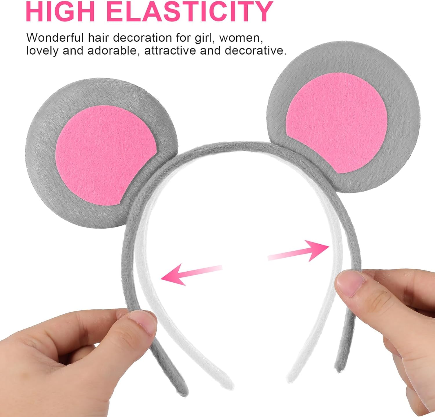 Beaupretty Mouse Ears Headband, 6pcs Mouse Costume Accessory Rat Ears Headband Kids Gray Cartoon Animal Headwear Cosplay Party Photo Props - Image 8