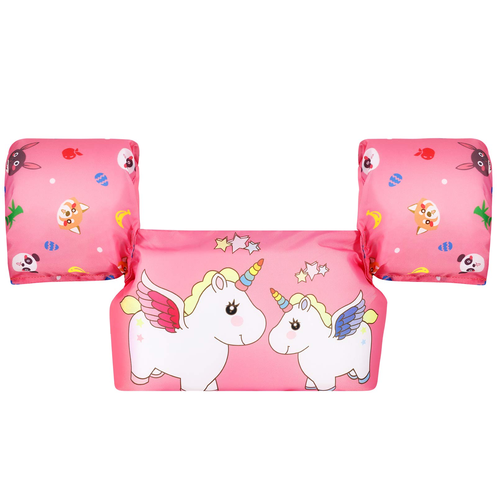 Heysplash Swim Vest for Kids, Toddler Pool Floaties Fit 20-50 Lbs, Swimming Vest with Adjustable Strap, Swim Jacket Water Wings Arm Floats, Puddle Sea Beach Boat Jumper Boy Girl Age 2-6, Pink Unicorn