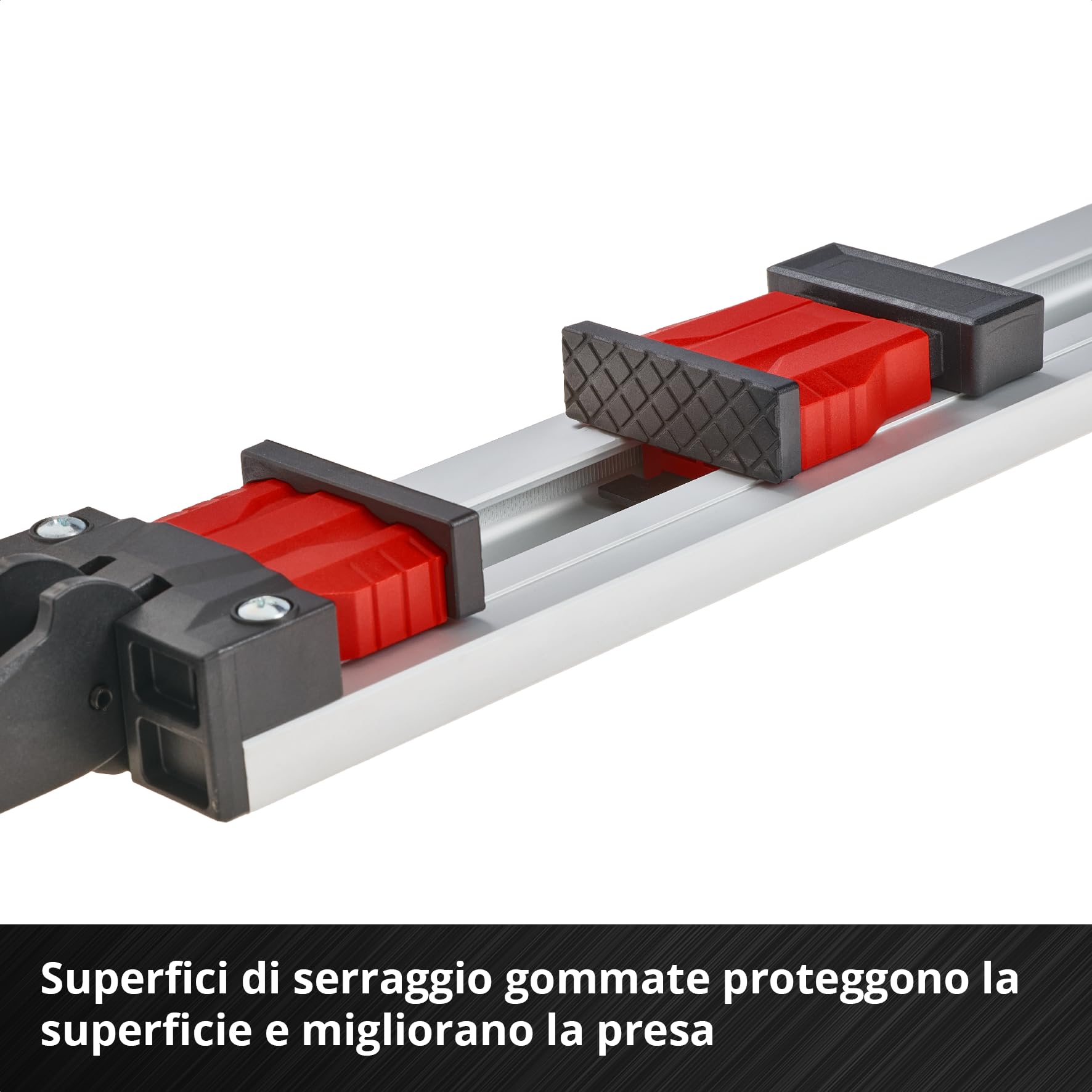 Einhell Guida universale per sega, 2 pezzi (capacità max. 2500 mm, forza 50 kg, profilo in alluminio, superfici antiscivolo, serraggio rapido, per seghetti alternativi e seghe circolari manuali)