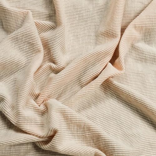 Miniatura 6 de Texco Inc Tela de punto acanalado de algodón de poliéster y elastano de color sólido 2 x 1, ropa proyectos de bricolaje, crema 1 yarda