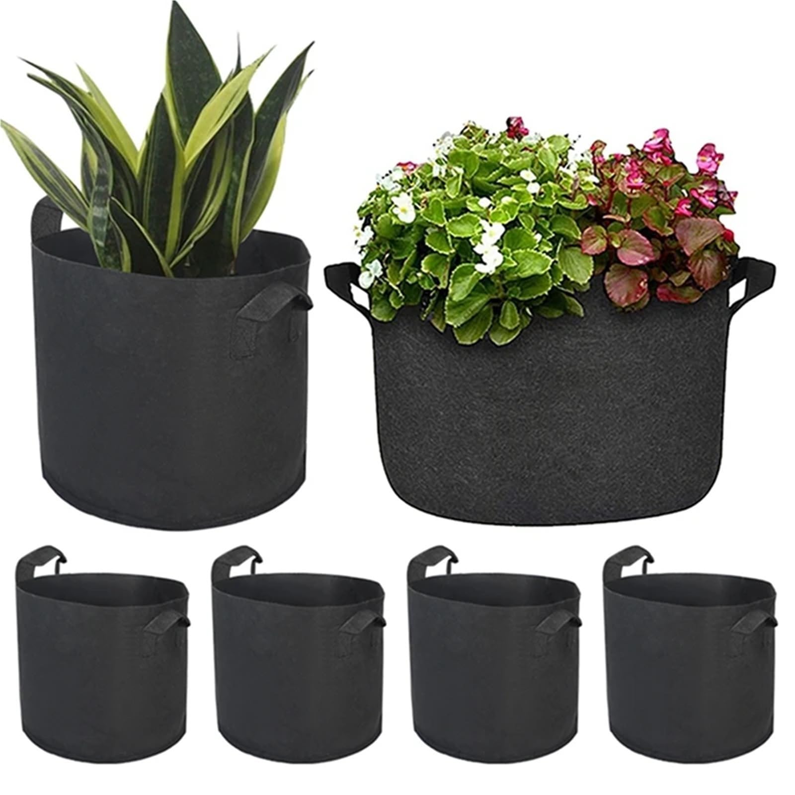 2 Stück 2–50 Gallonen Pflanzbeutel aus Filz, Kartoffel-Erdbeer-Pflanzbeutel, Garten-Gemüse-Sämling-Beutel, Kindergarten-Topf, Hausgarten-Werkzeuge für Balkon Terrasse Balkon(10 Gallon 40x30cm)