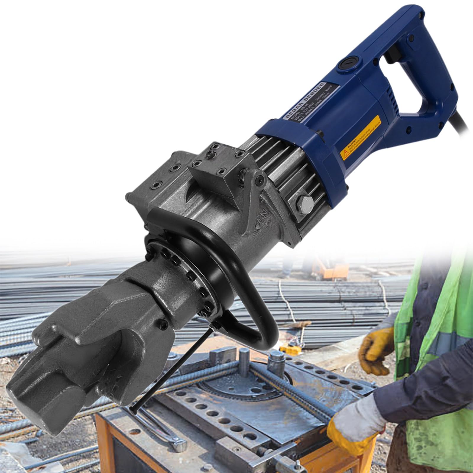 Piegatrice idraulica Elettrica per Tondini di Ferro, Piegatura Facile in 5 Secondi, Piegatrice Portatile per Tondini di Ferro 900 W, Angolo di Piegatura 0-130 Gradi,4to20mm