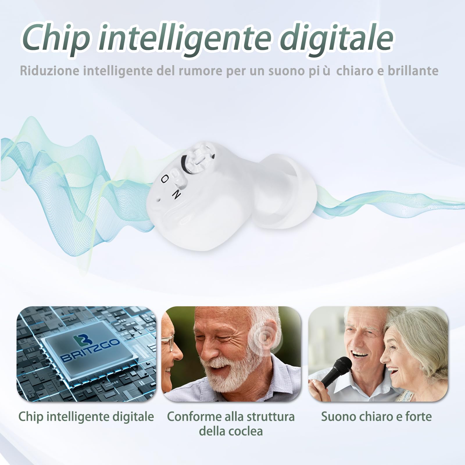 Attrezzatura migliorata per la riduzione del rumore, leggera e portatile da 3,3 g, ricarica rapida magnetica, funzionamento con un solo pulsante, facile da usare(bianco)