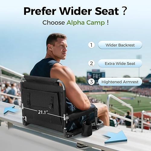 Miniatura 4 de ALPHA CAMP Stadium Seat Padded Chair for Bleachers with Back& Arm Rest