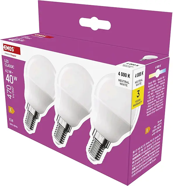 EMOS LED Lampe Mini Globe 3er Pack - E14 Sockel, 4,2W, 470 lm