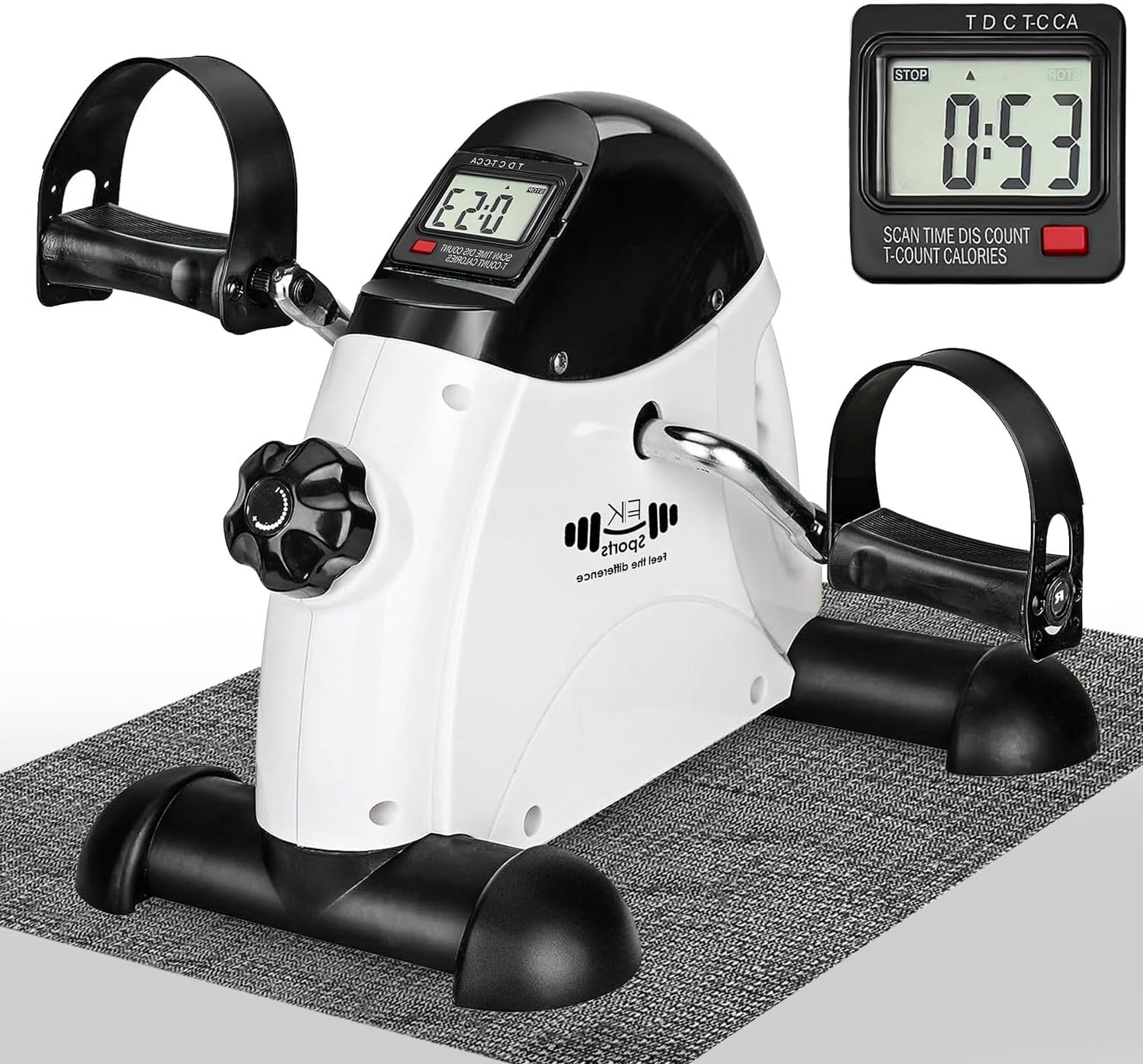 Pedal Exerciser - Under Desk Bike with LCD Screen Display - Portable Mini Exerciser Bike with Adjustable Resistance - Mini Bike for Arm & Leg Exercise