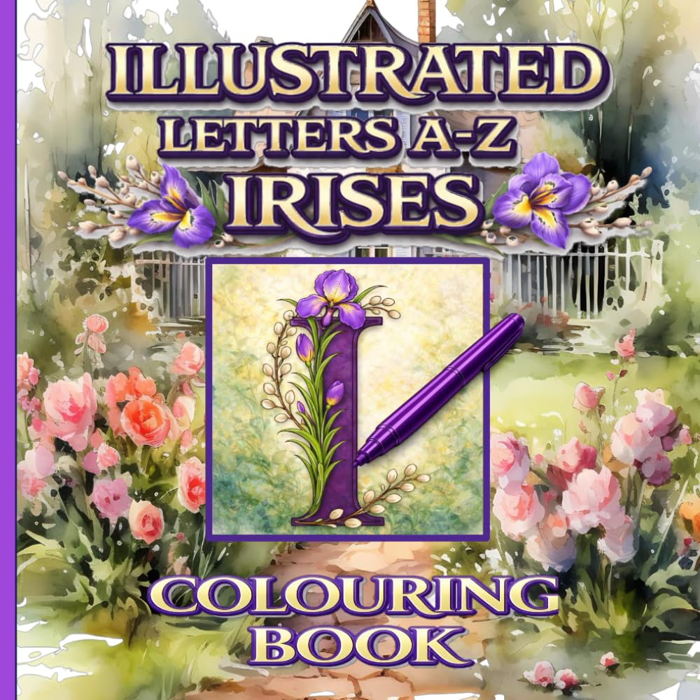 Illustrated Letters A - Z Colouring Book: Irises - An Alphabet Designed for Simple or Detailed Colouring