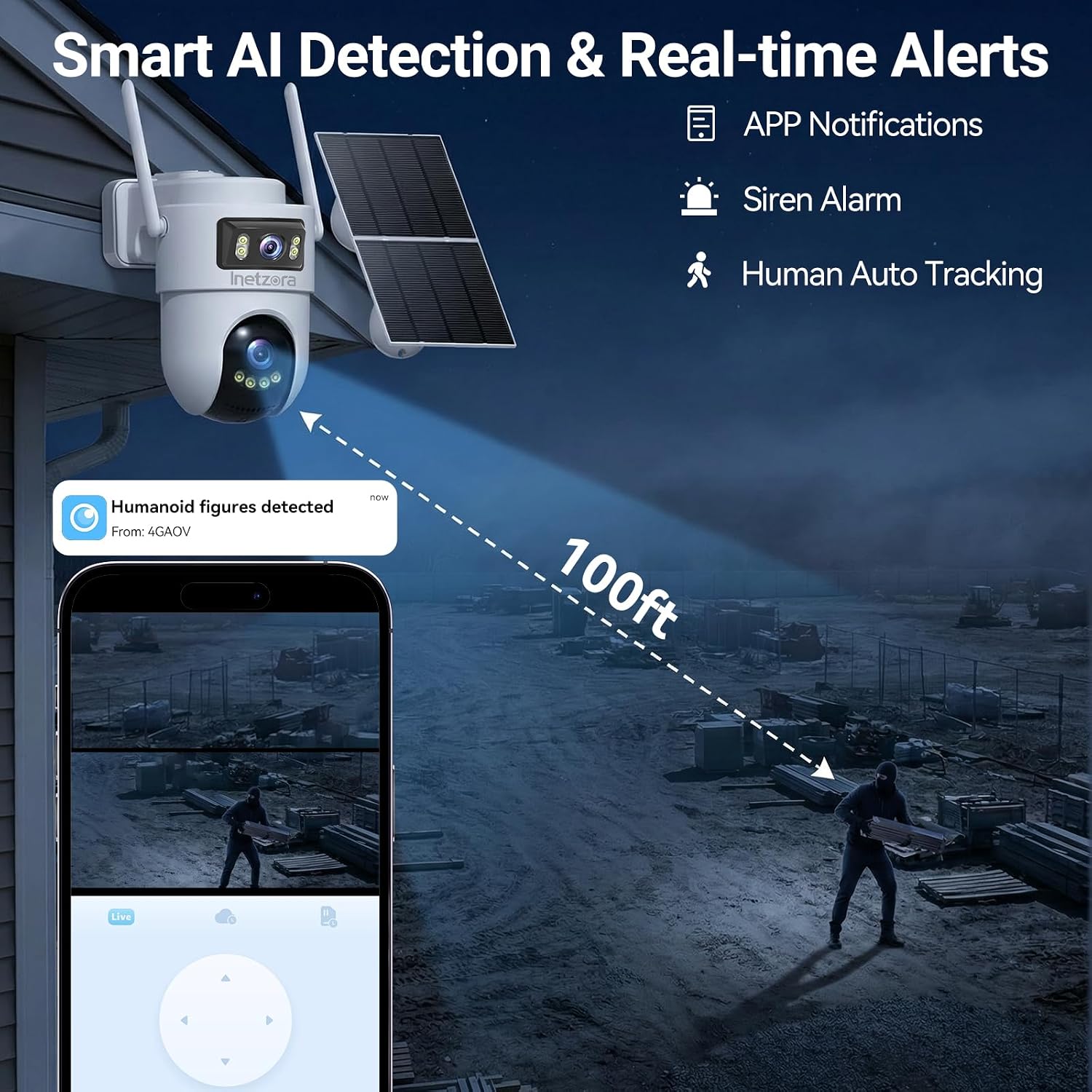 2K Dual Lens 4G LTE Solar Outdoor Security Camera, No WiFi Needed | 24/7 continuous recording,10W solar panel,13500mAh battery,human auto tracking,Ideal for farm&construction site,cabin,barn 7 71nsfR +53L. AC SL1500