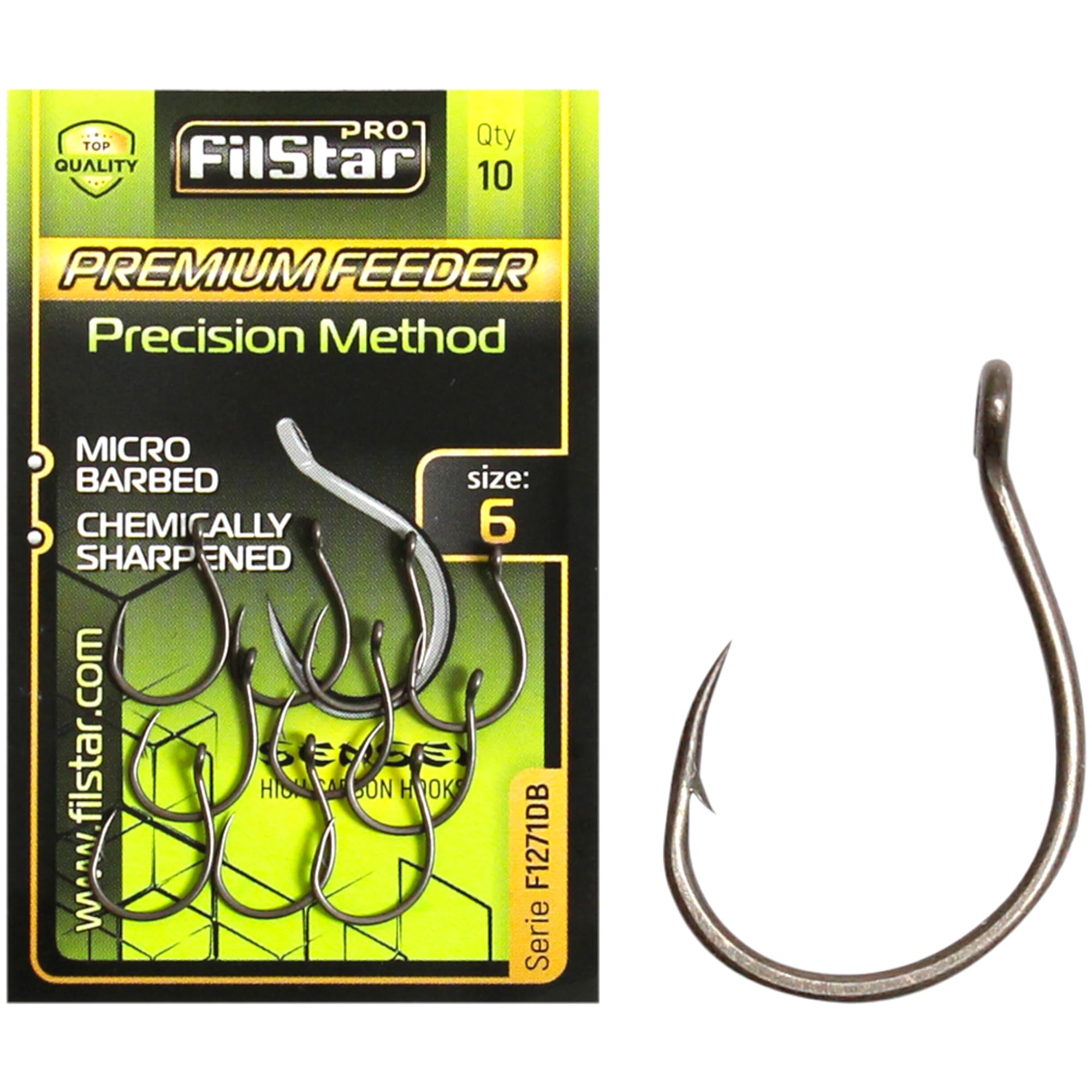 PRO Filstar PRO FILSTAR Pack of 10 Fishing Hooks Set N6, Premium Method Feeder, Carp Fishing Hooks, Carp Fishing Accessories