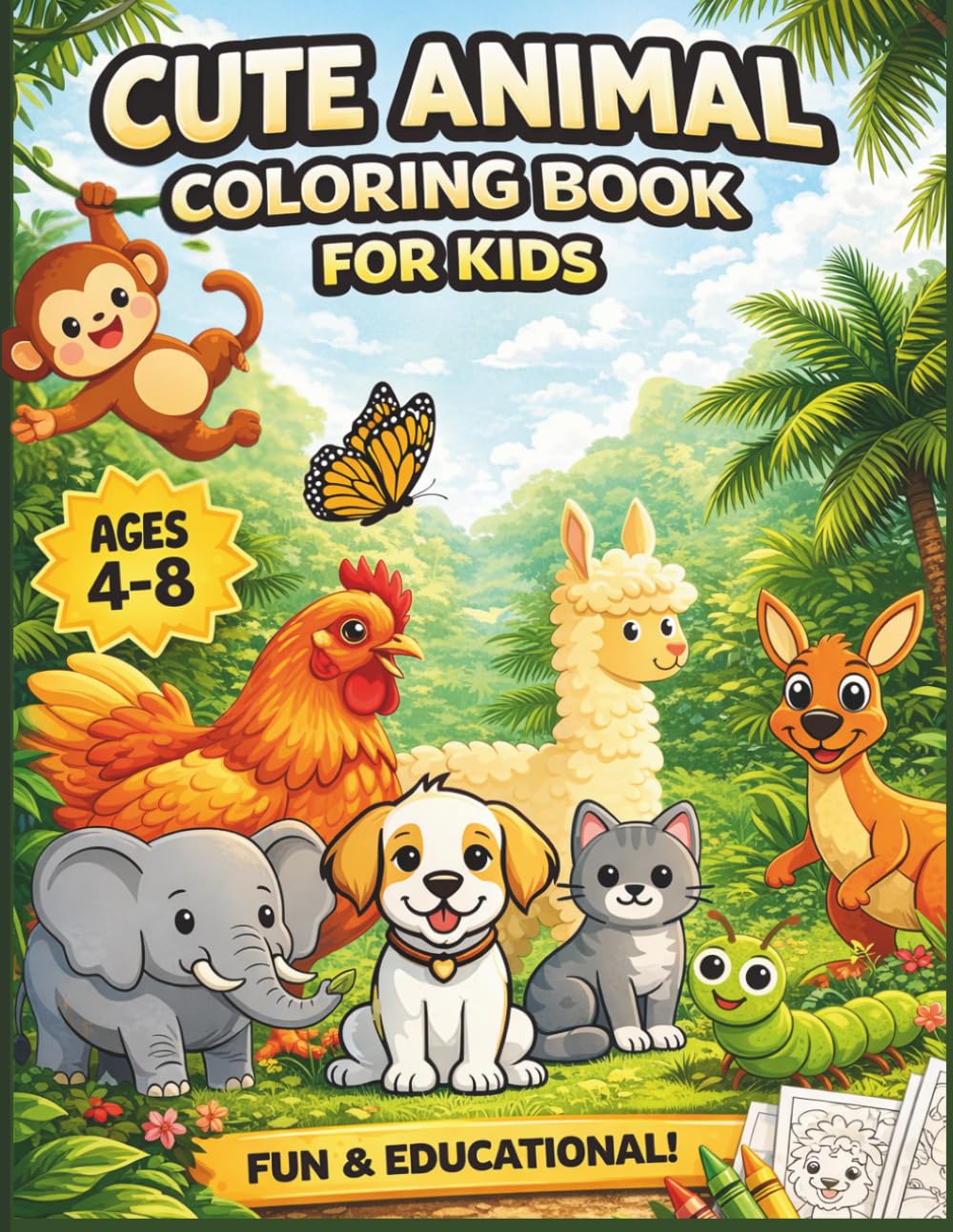 Cute Animal Coloring Book for Kids Ages 4-8: Fun and Educational Alphabet & Wildlife Coloring Pages: Learn Letters A to Z with Adorable Animals | Easy ... Preschool, Kindergarten, and Early Learners