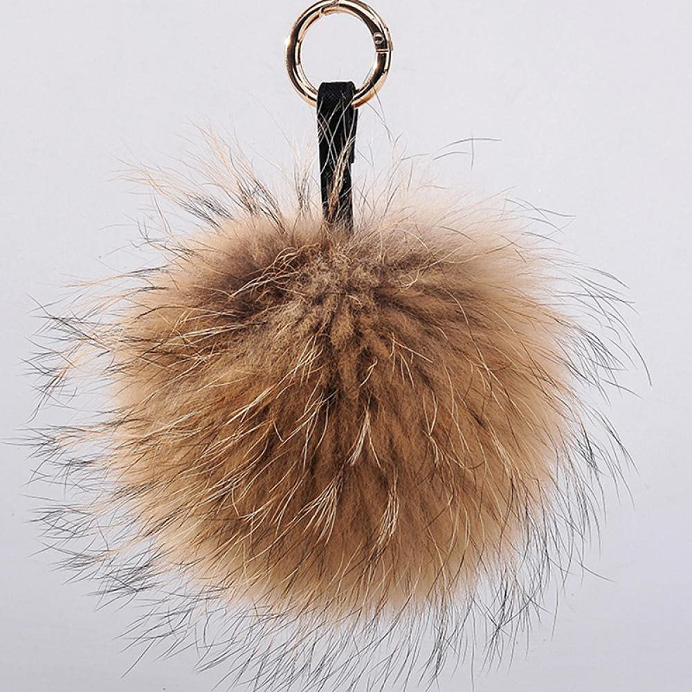 BATLAM Llavero Llavero Accesorios Llavero Bola esponjosa Llavero Piel Llavero Piel Pom Pom Llavero Pompón Llavero Encanto Bolsa Colgante (Color Natural 2)