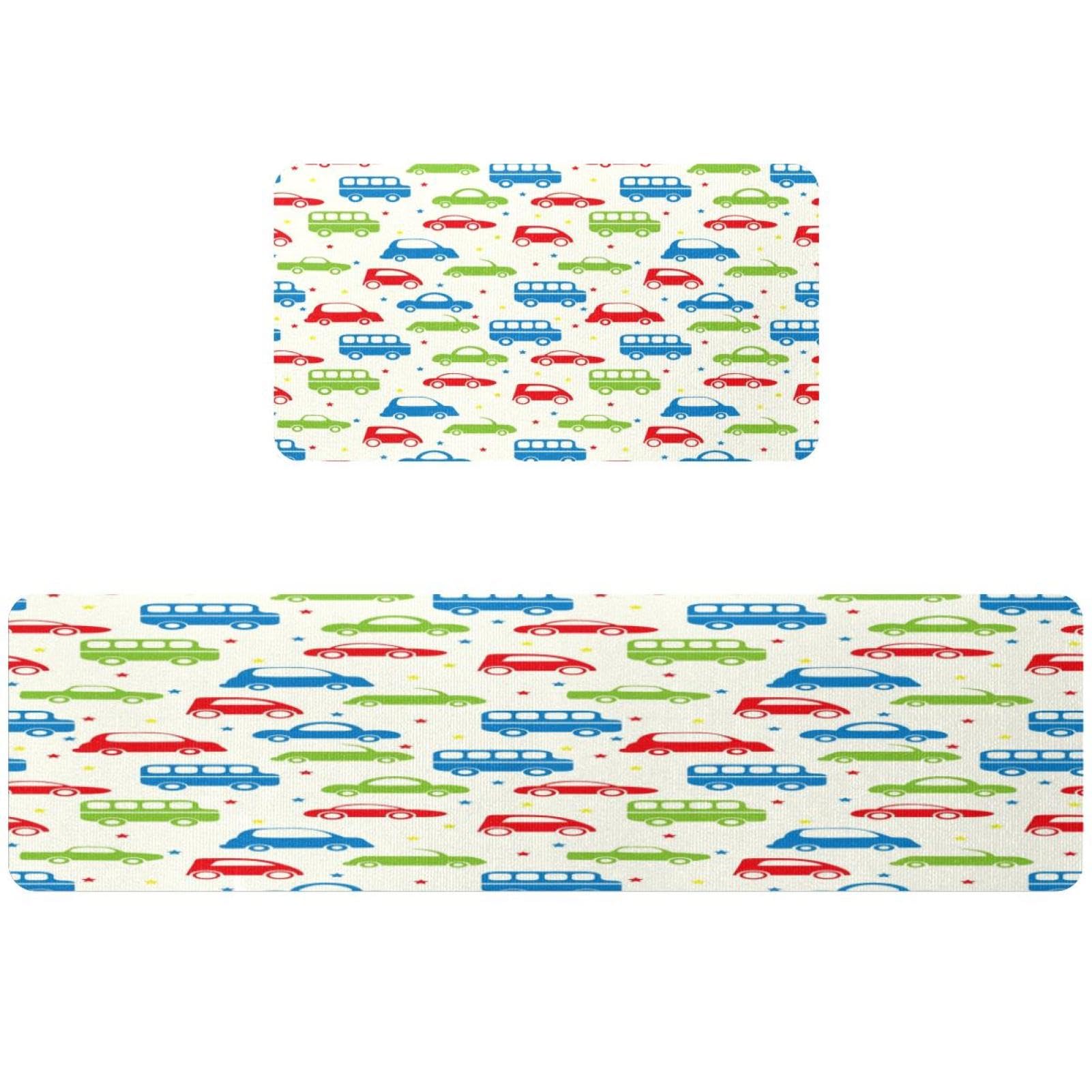 Tapis de cuisine lavable contre les glissades lot de 2 motif voitures