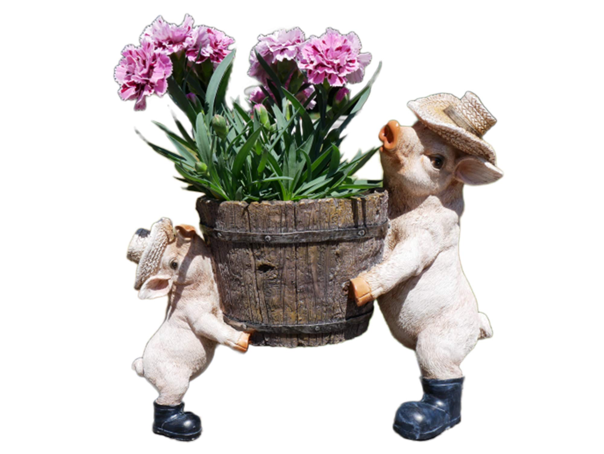Daisy Bumbles novelty Pig piglet planter for garden, patio, outdoors, garden ornament, home decoration, flowers, plants, animal, figures, sculptures, statue, novelty, two pigs with planter pot