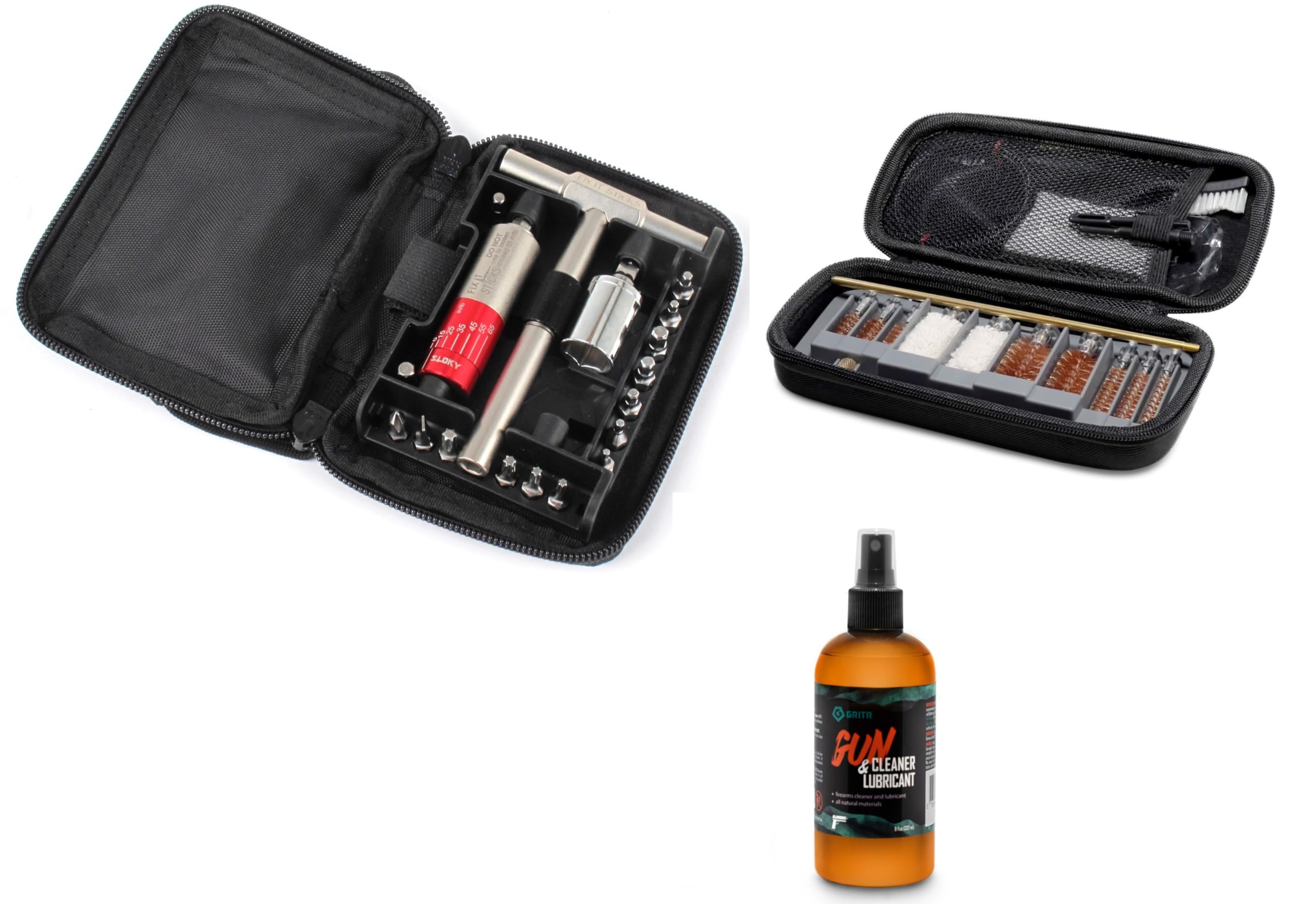 Fix It Sticks15-65in Multi-Torque Driver Kit with GRITR Multi-Caliber Cleaning kit and GRITR Gun Cleaner and Lubricant