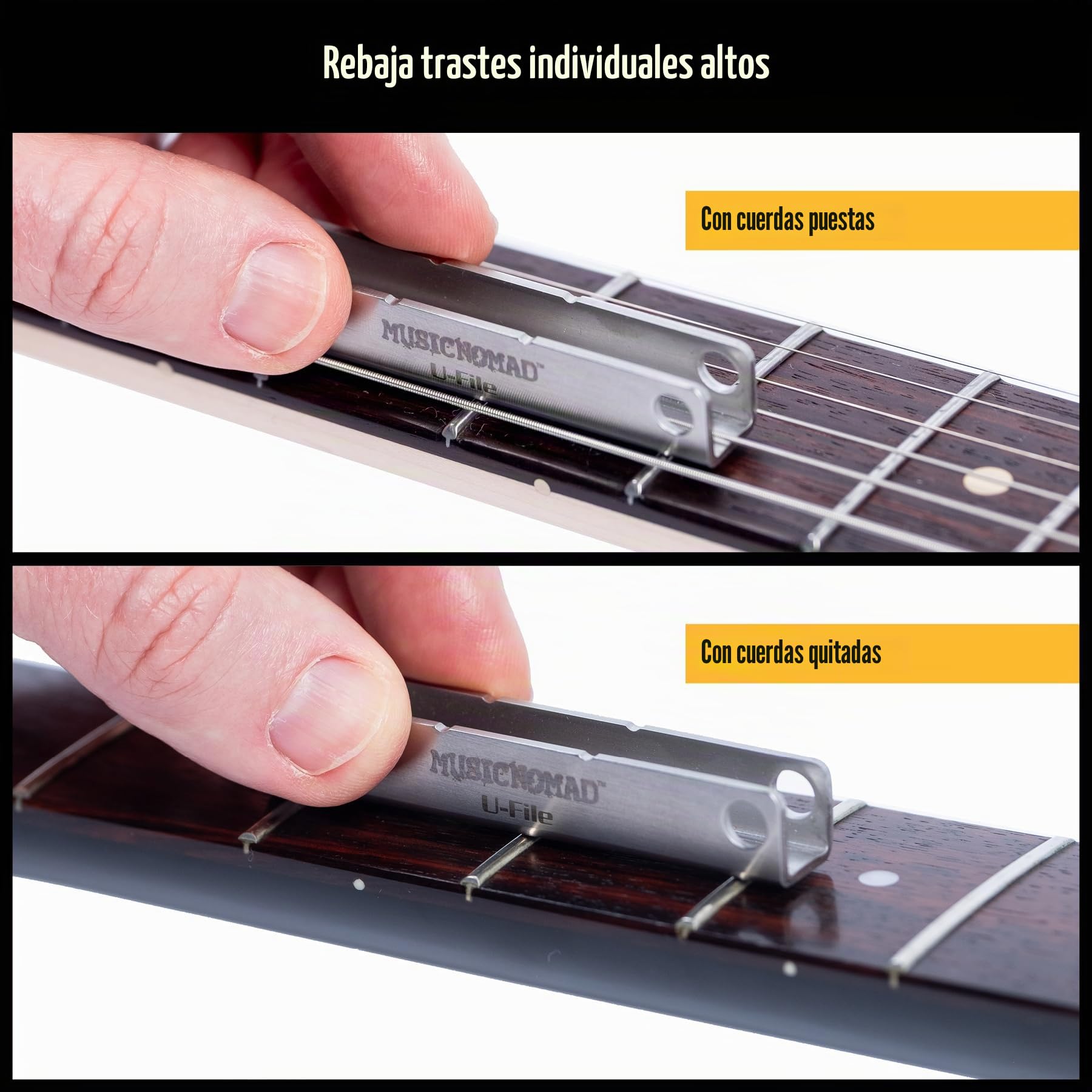 MusicNomad U-File MN813 - Nivelador de traste individual, paquete de 3