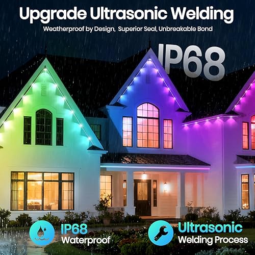 Miniatura 6 de Fazil Luces permanentes para exteriores, luces RGBIC para exteriores de 96 pies con 48 luces LED, cadena de luces con control de aplicación y