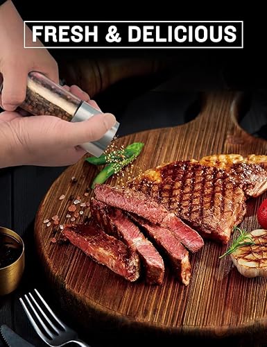 Miniatura 7 de Gulex® Pepper Grinder Set Pepper Mill, Salt Grinder Refillable, Adjustable Coarseness Black Pepper Grinder, Stainless Steel Sea Salt Shaker with