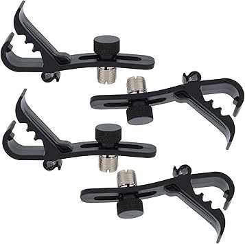 Drum Microphone Clips, 4 Pcs Shockproof Drum Mic Securing Clamp Mounts Microphone Drum Mount Clips Microphone Fixing Clips Musical Instrument Adjustable Drum Mic Clamps