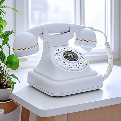 Miniatura 9 de Teléfono fijo retro para el hogar, teléfono negro antiguo con cable TelPal con cable, teléfono antiguo con botón de 1930, teléfono vintage con botón