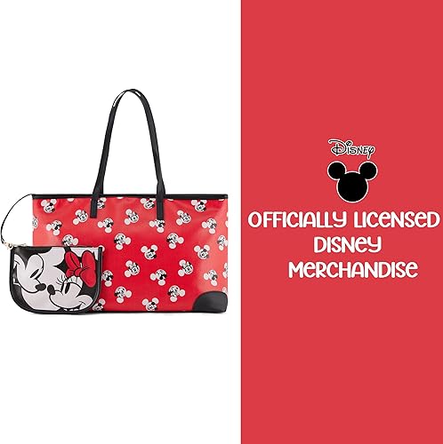 Miniatura 6 de Disney Bolsa de mano de Mickey y Minnie Bolso de mano para niñas, niños, adolescentes, adultos Mickey y Minnie Mouse de piel sintética sintética