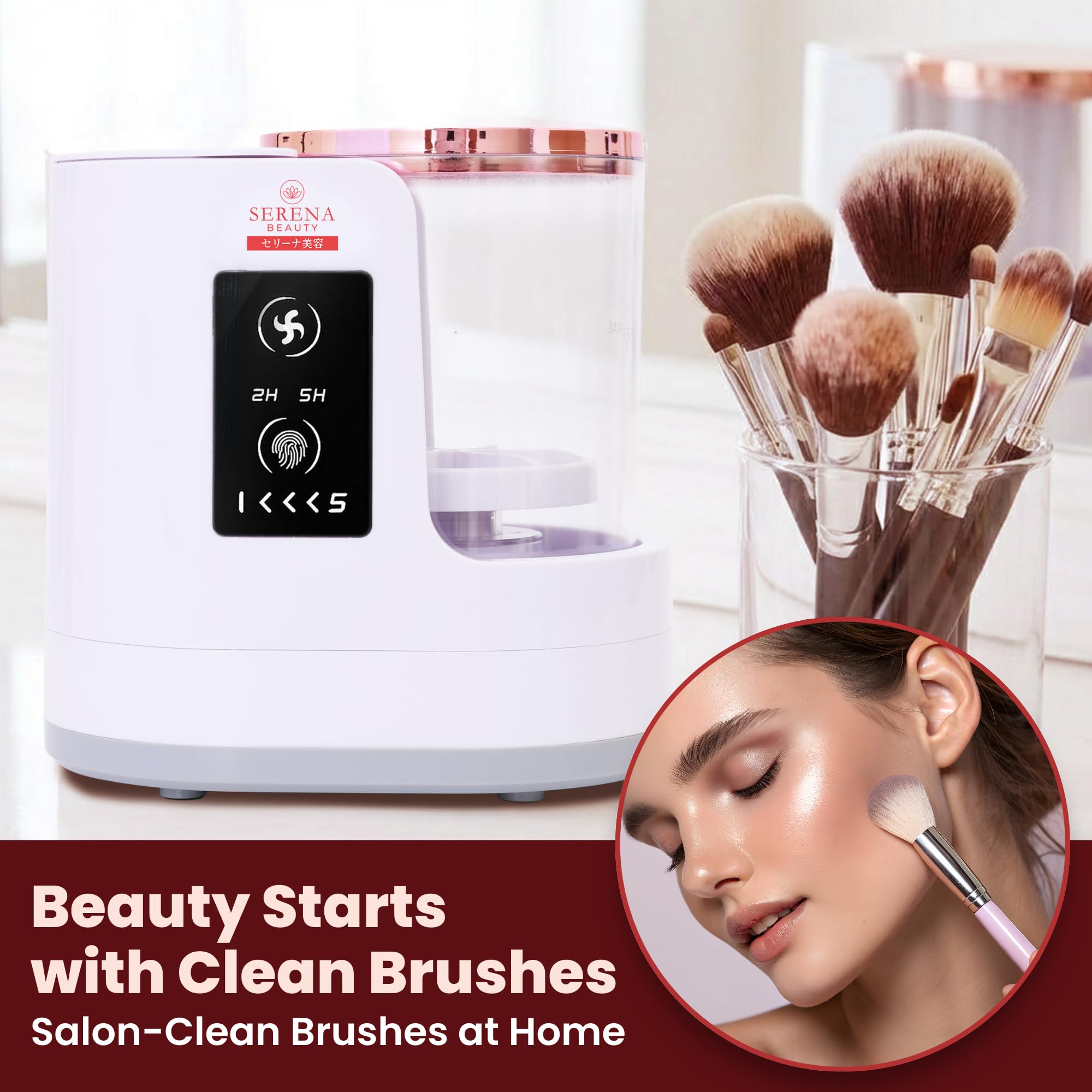 Macchina automatica elettrica per la pulizia dei pennelli da trucco - Pulitore e asciugatrice automatico 3 in 1, alimentato tramite USB, 5 minuti di auto-ciclo, pulisce e asciuga più
