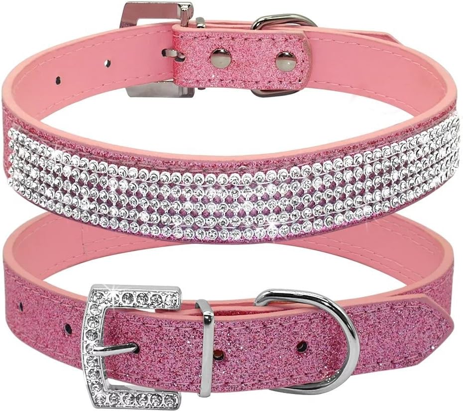 Rhinestone leather dog collars Clearance