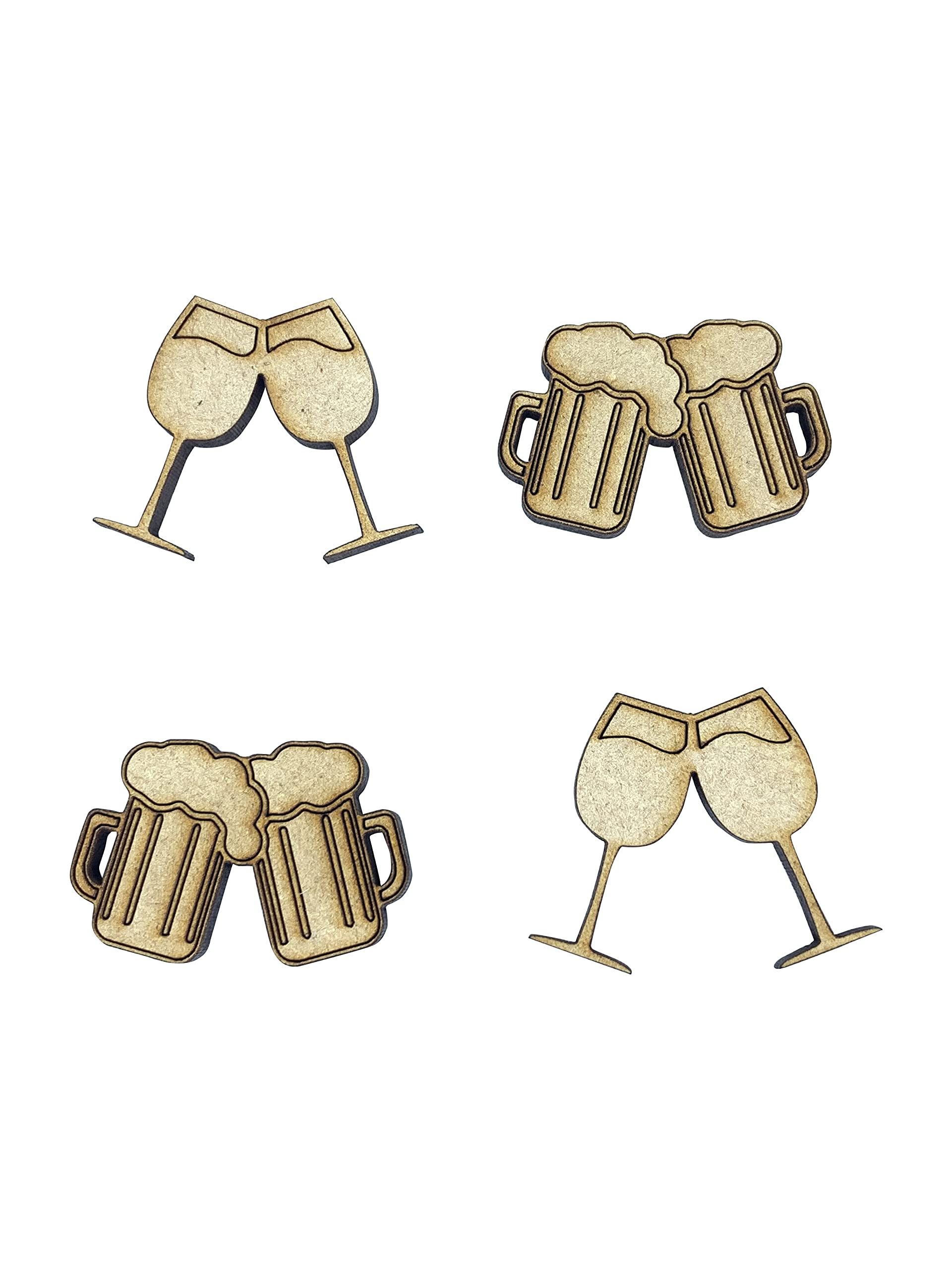 The Crafty Cow 20x Alcohol Wine Glass Cheers Toasting 3cm Wood Craft Embelishments Laser Cut Shape