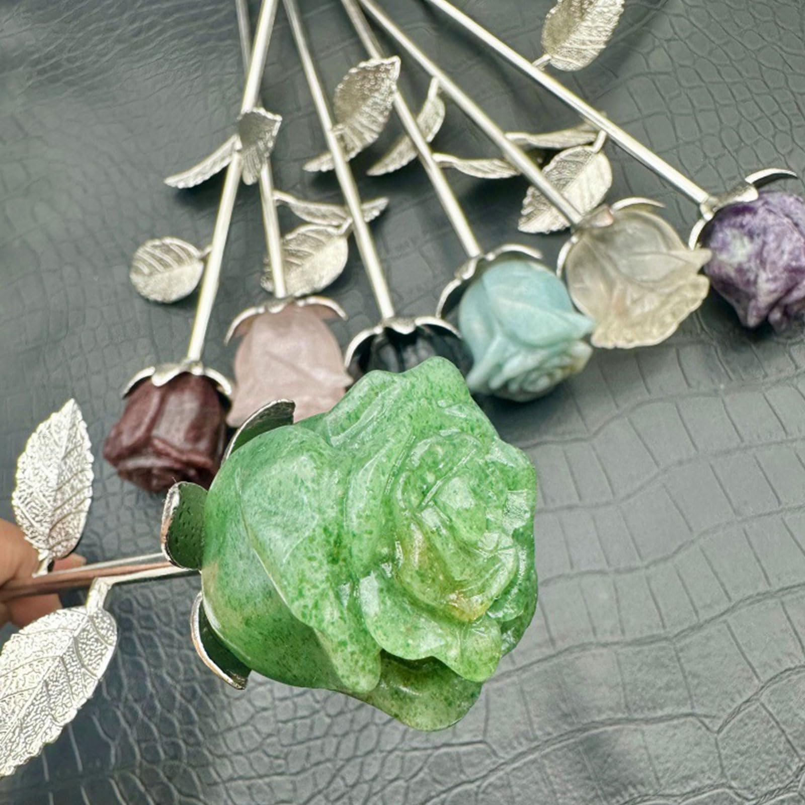 7 Stück Heilkristall-Mehrfarbige Rosenblüten-Figur