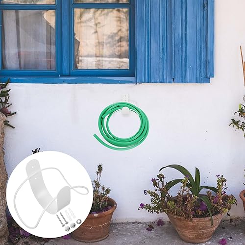 Miniatura 5 de Yardwe Soporte de manguera de jardín de metal, colgador de manguera de alta resistencia, ganchos de manguera de agua para montaje en pared,