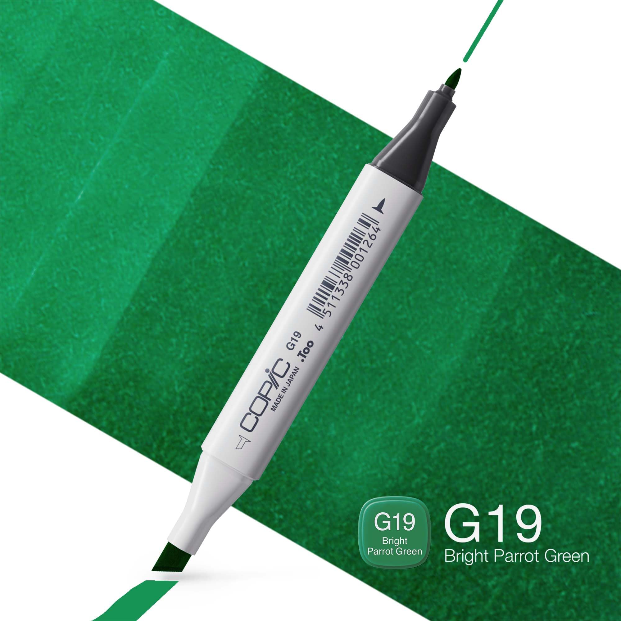 Copic Classic Coloured Marker Pen, (G-19) Bright Colours Parrot Green, For Art & Crafts, Colouring, Graphics, Highlighter - Image 2