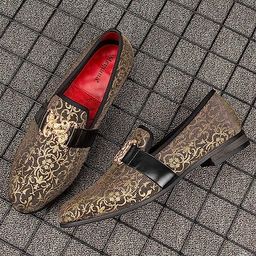 Image of Meijiana Men's Velvet Loafers - Fashion Casual Low-Heel Dress Shoes for Men with Rubber Sole & Metal Buckle - Perfect Business & Formal Attire, Stylish Mens Shoes