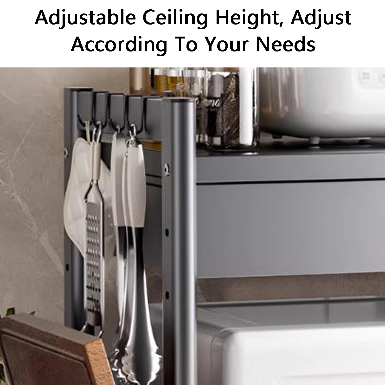 Soporte para Horno Microondas,Soporte para Estante para Microondas,Soporte para Microondas con CajóN,Organizador De Encimera De Cocina con CajóN,CajóN De Encimera