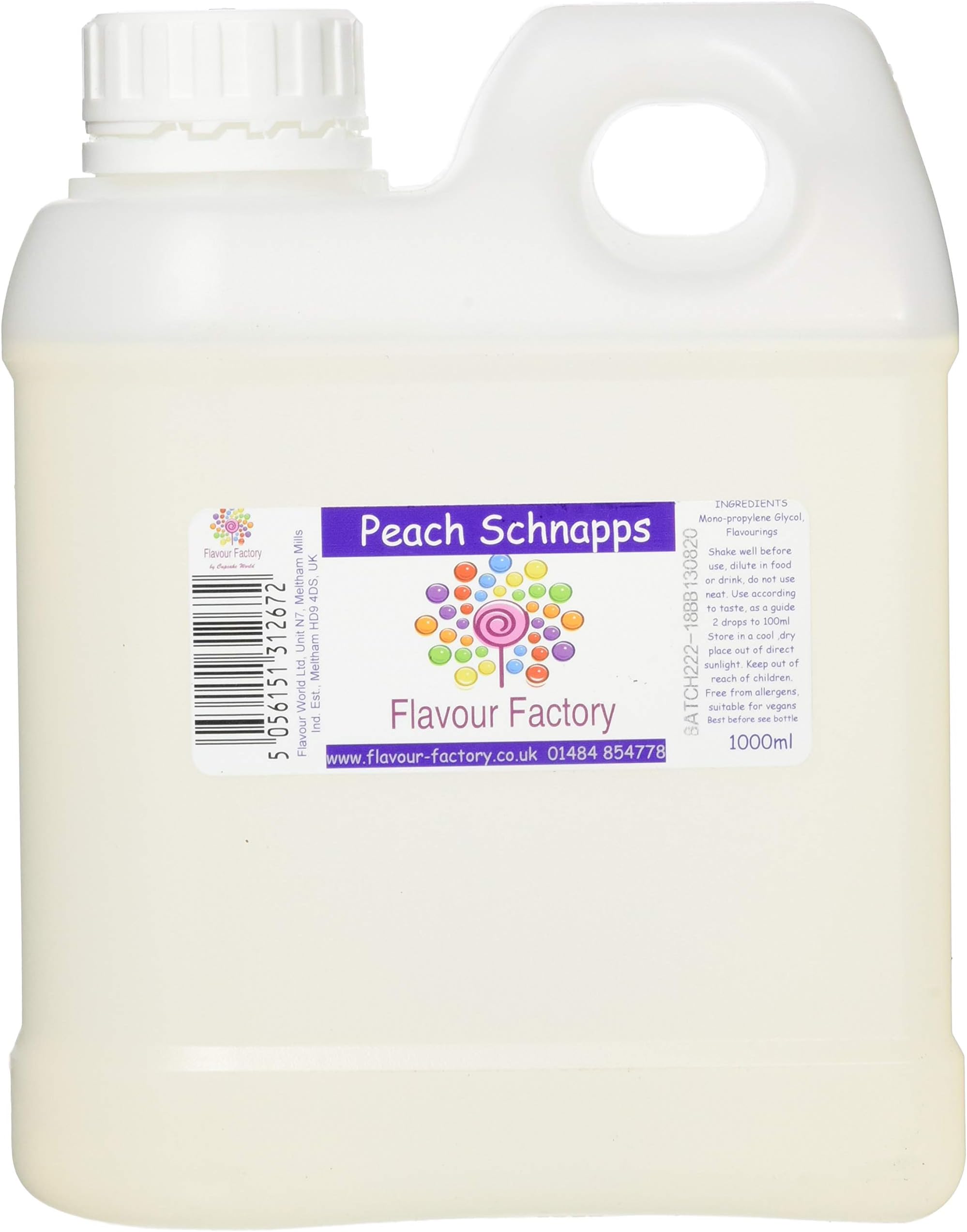 Flavour Factory Intense Food Flavouring, 1000 ml, Peach Schnapps