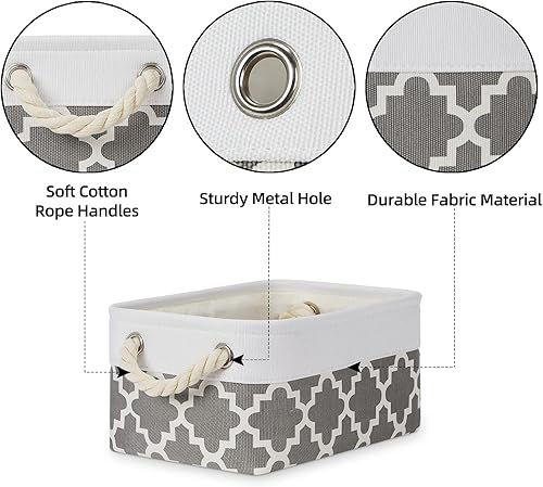 Vista 74 de Bidtakay Canastas pequeñas de almacenamiento de lona con asas [6 unidades] Contenedores de almacenamiento de tela azul marino de 11.8 x 7.8 x 5