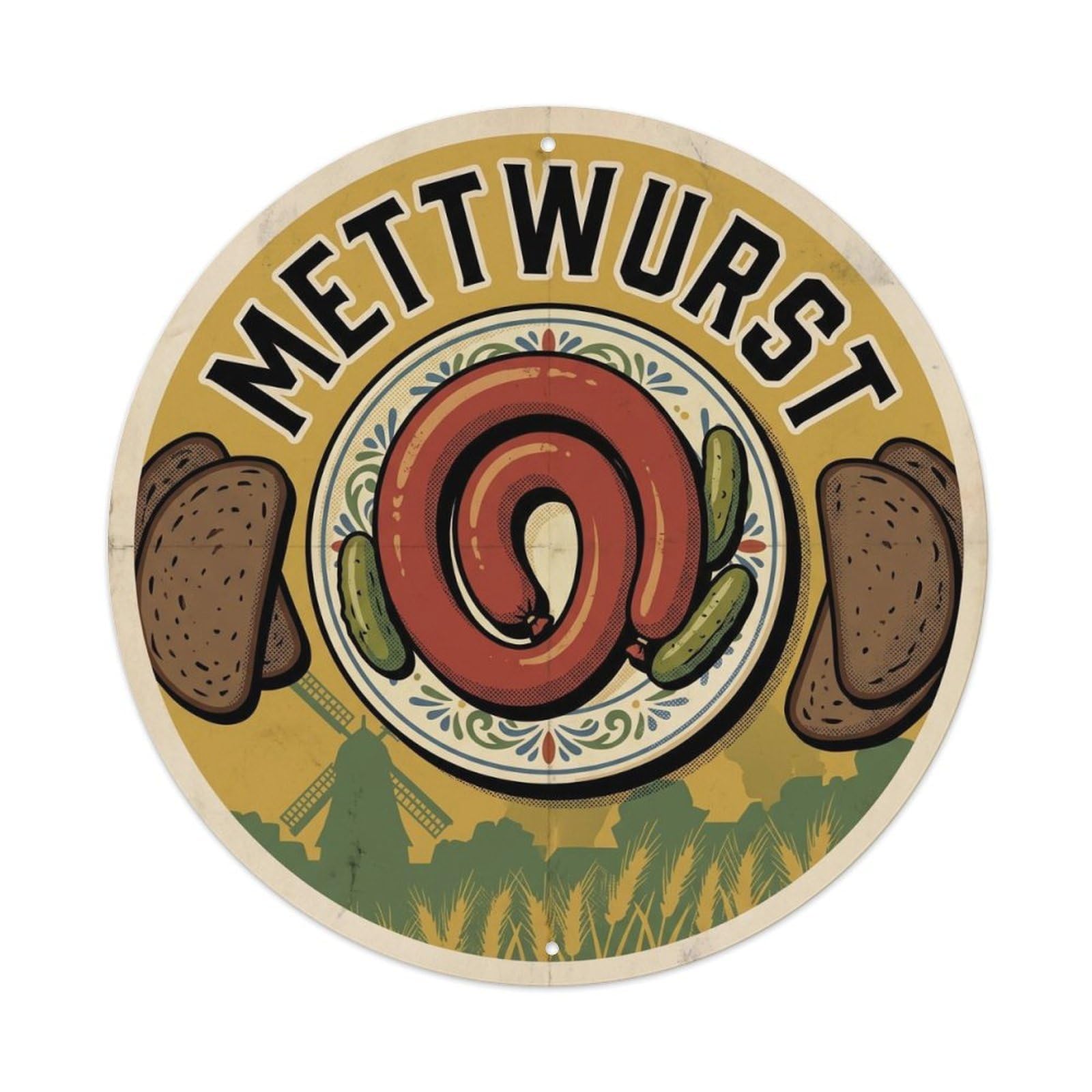 German Mettwurst Smoked Meat Cuisine Vintage Metal Tin Sign