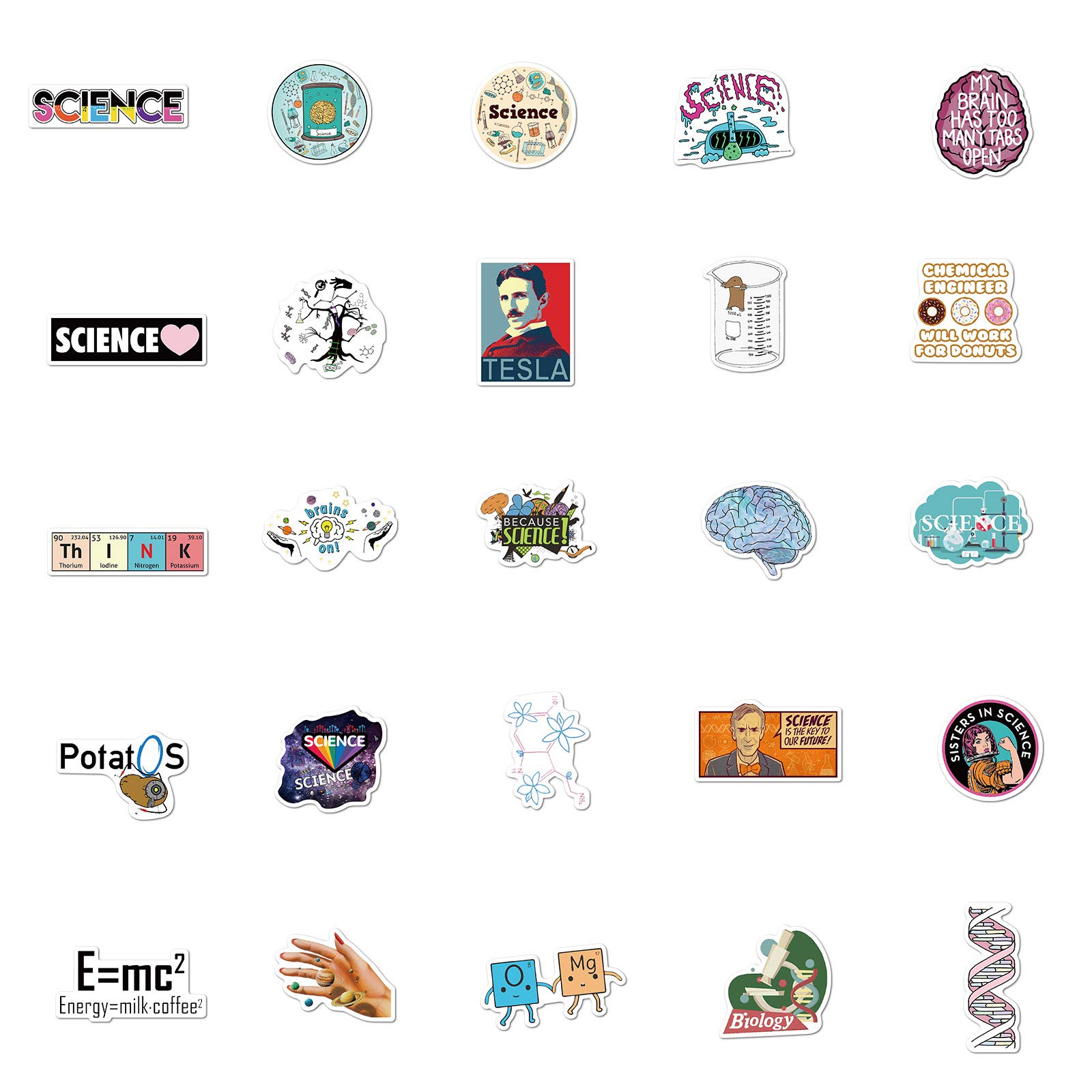 50PCS Laboratory Physics Stickers for Laptop Water Bottle Bike Car Luggage Computer Guitar Notebook Helmet Refrigerator,Science Laboratory Graffiti Waterproof Decals for Teenage Kids Adults - Image 2