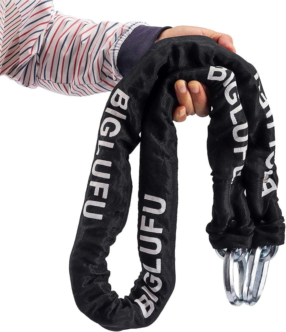 BIGLUFU Motorcycle Lock Chain Locks Heavy Duty, 150cm/5ft Long, Cut Proof 14mm Square Chains, Ideal for Motorcycles, Motorbikes, Bikes, Generator, Gates, Bicycle, Scooter.