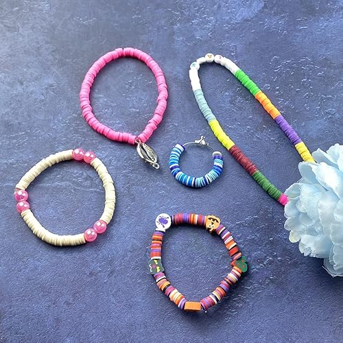 Miniatura 6 de 4000 cuentas de arcilla polimérica blanca Heishi para hacer pulseras, collares, aretes, 0.236 pulgadas