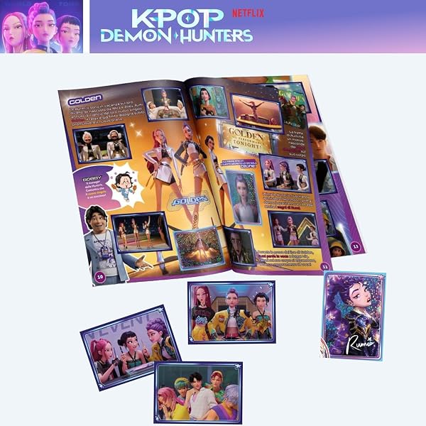 K-Pop Demon Hunters Starter Pack β Album Sticker + 2 Bustine Figurine + Poster Ufficiale, Set Collezione Fan K-Pop - 5