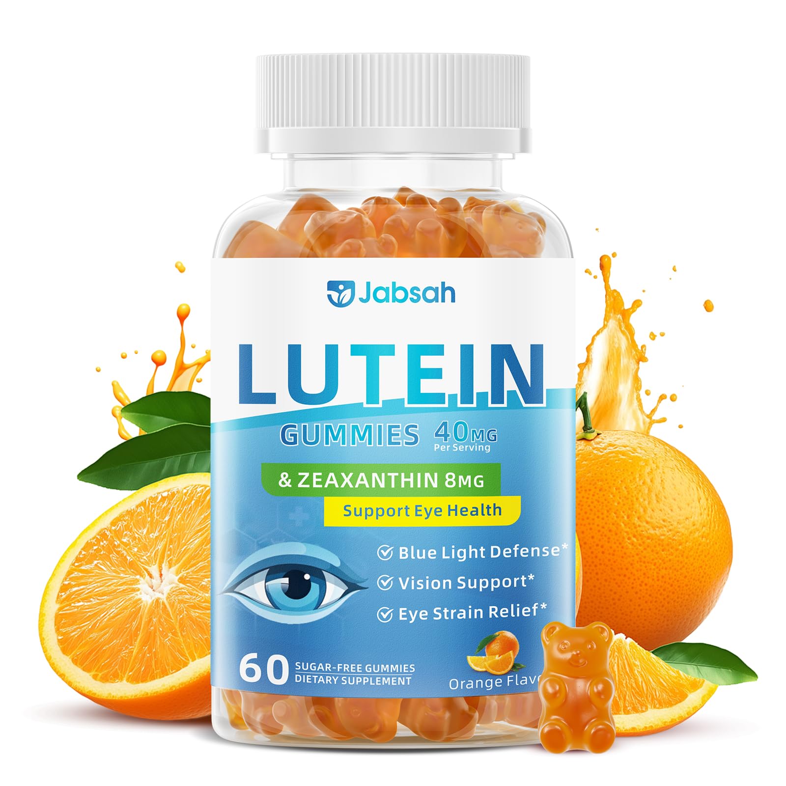 Lutein And Zeaxanthin Supplements- Eye Vitamins Gummies for Daily Eye Health, 40mg Lutein & 8mg Zeaxanthin Gummies to Support Vision, Blue Light Filtering & Overall Eye Health, Sugar Free, 60ct