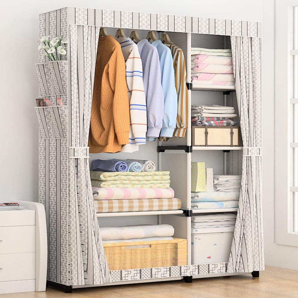 Kleiderschrank Stoffkleiderschrank Faltschrank Wäscheschrank Mit Kleiderstange Mit Hochrollbare Türen Garderobenschrank Mit Reißverschluss Kleiderstange Kleideschrank Textilschrank,E