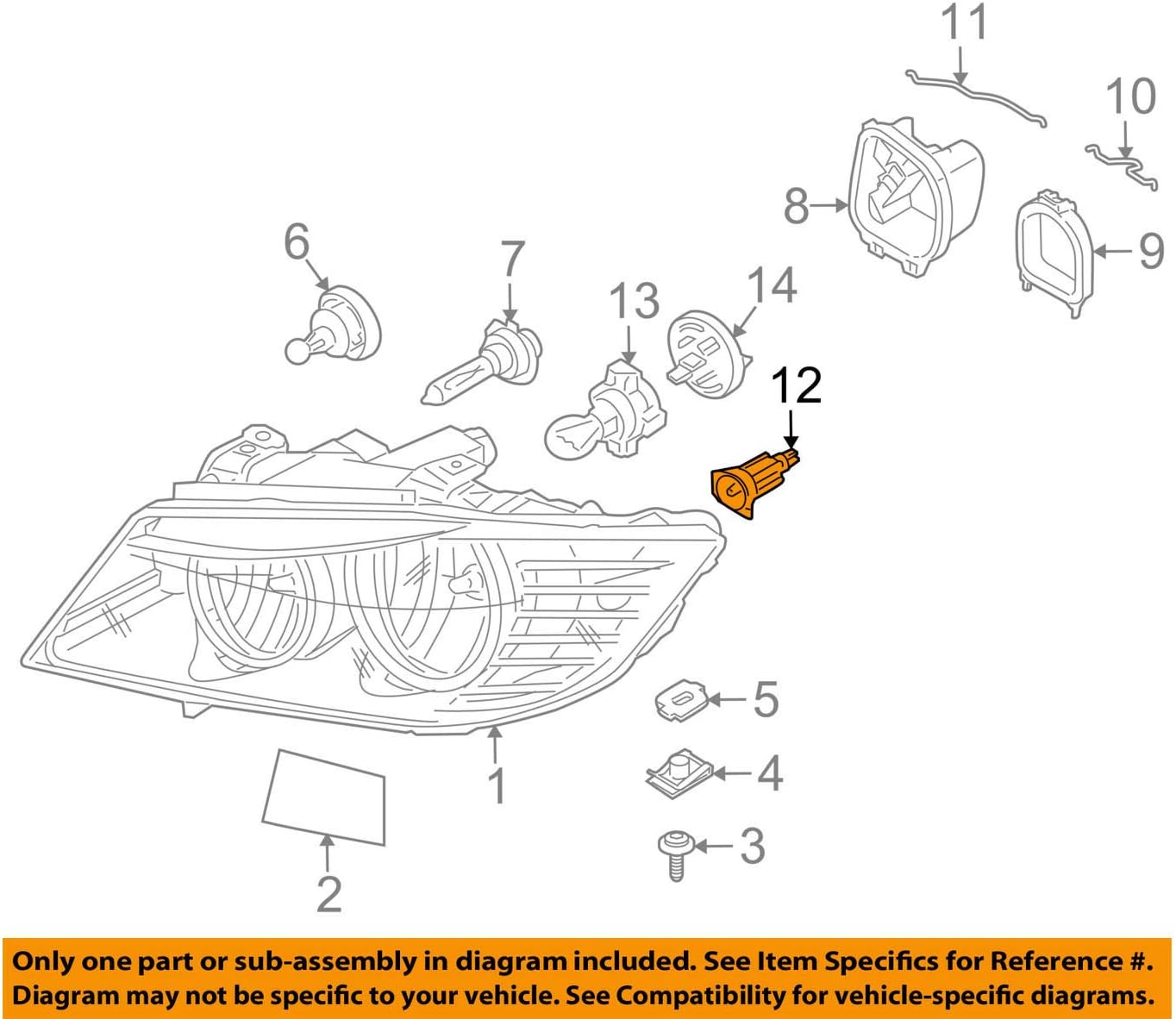 BMW63-11-7-161-444 Headlight Halo Ring Bulb with Socket (Angel Eye) , 1 Pack