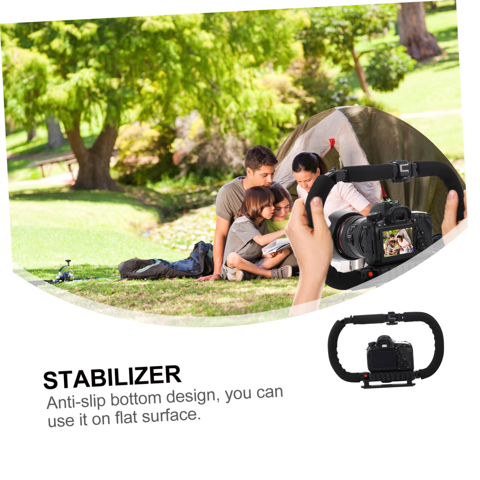 Amosfun Estabilizador de Cámara Portátil para Móvil y Dv 3 Zapatas Frías, Soporte Ergonómico de Plástico y Esponja para Grabación Estable