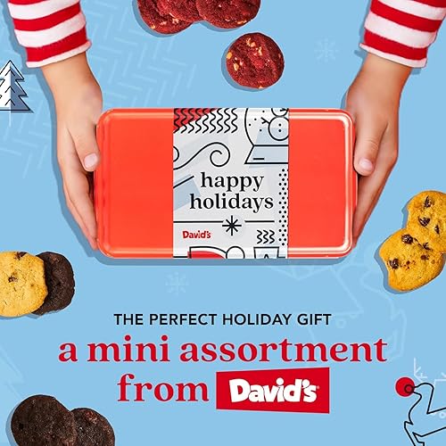 Miniatura 10 de David's Cookies Happy Holidays Mini galletas en lata de muestra dulce, galletas recién horneadas de tamaño de bocado surtido en lata festiva de
